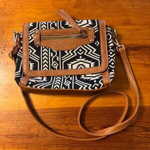 Black & White Geometric Satchel Crossbody Bag